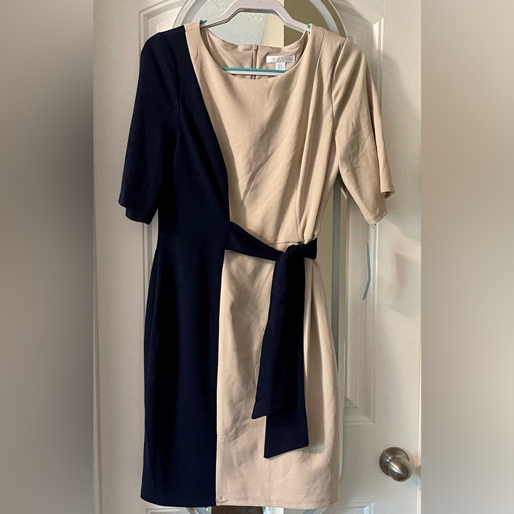 London Times Hart dress NEW WITH TAGS. Navy/Stone classic dress. Size 14